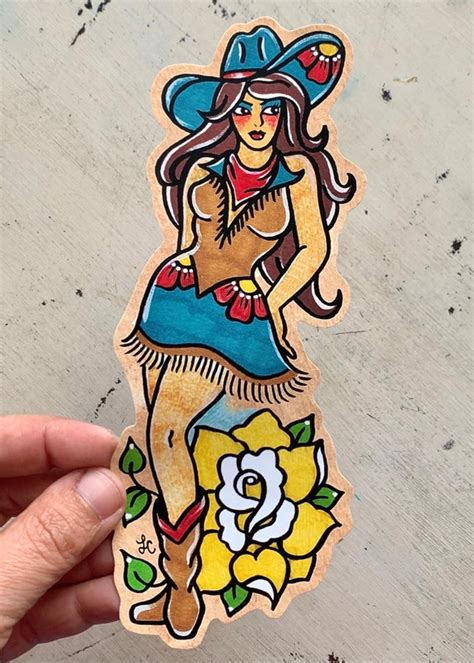 pin up tattoo|pinup cowgirl tattoo.